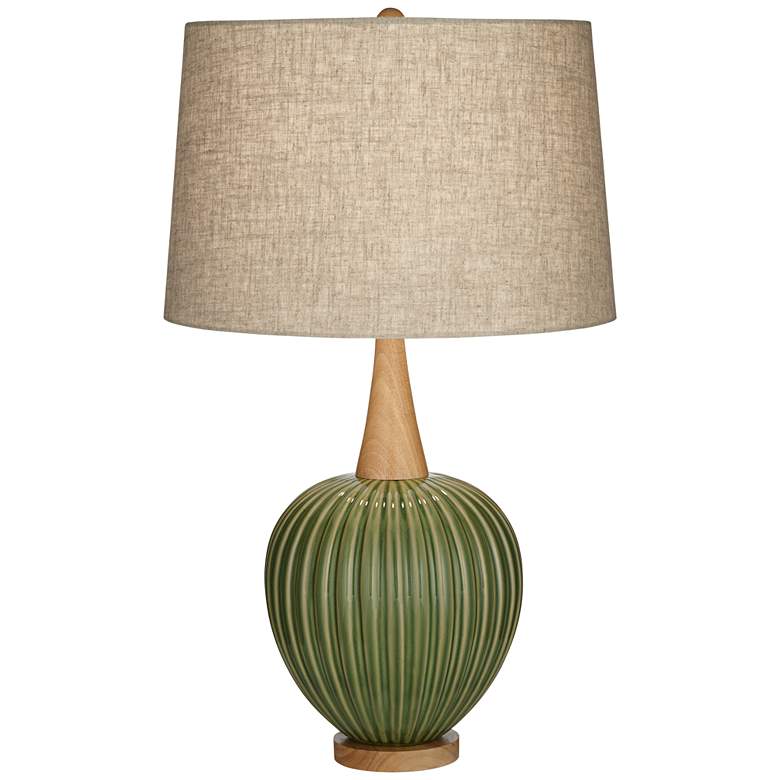 Image 2 360 Lighting Sevilla 29" Modern Ribbed Gourd Green Ceramic Table Lamp