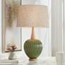 1_360 Lighting Sevilla 29" Modern Ribbed Gourd Green Ceramic Table Lamp
