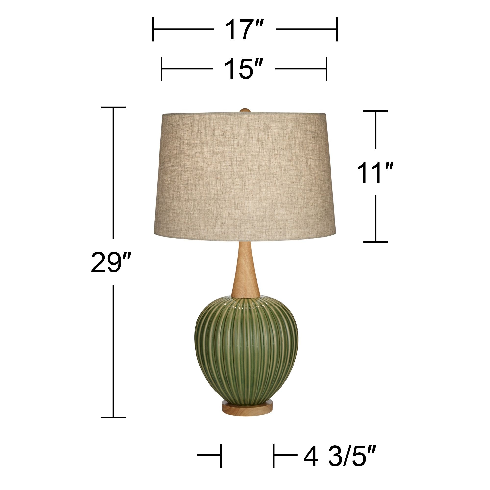 360 Lighting Sevilla 29" Modern Ribbed Gourd Green Ceramic Table Lamp