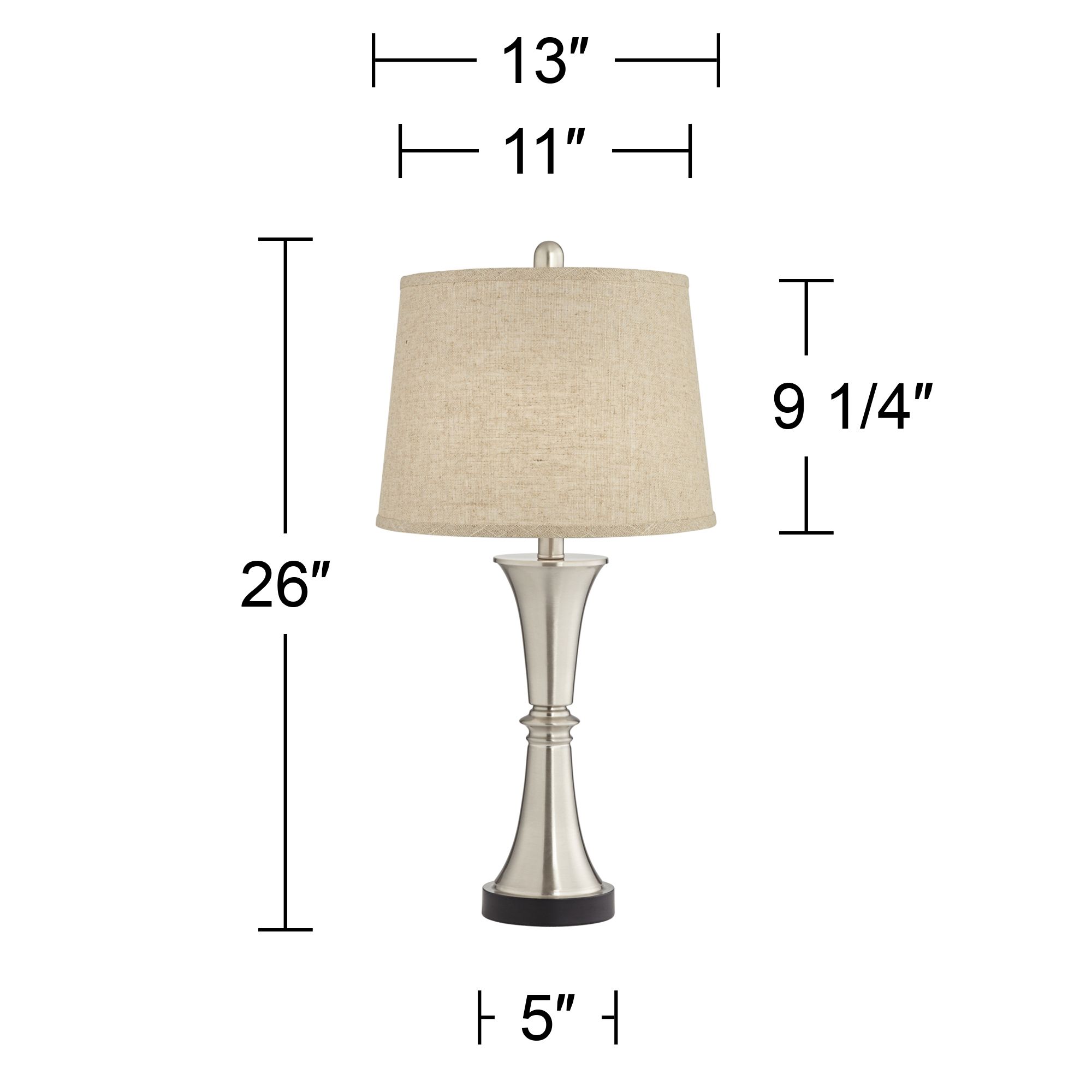 360 Lighting Seymore 26" Burlap Linen USB LED Touch Lamps Set of 2