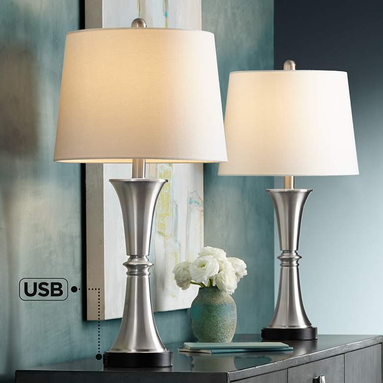 Image 2 360 Lighting Seymore 26" LED Modern USB Touch Table Lamps Set of 2