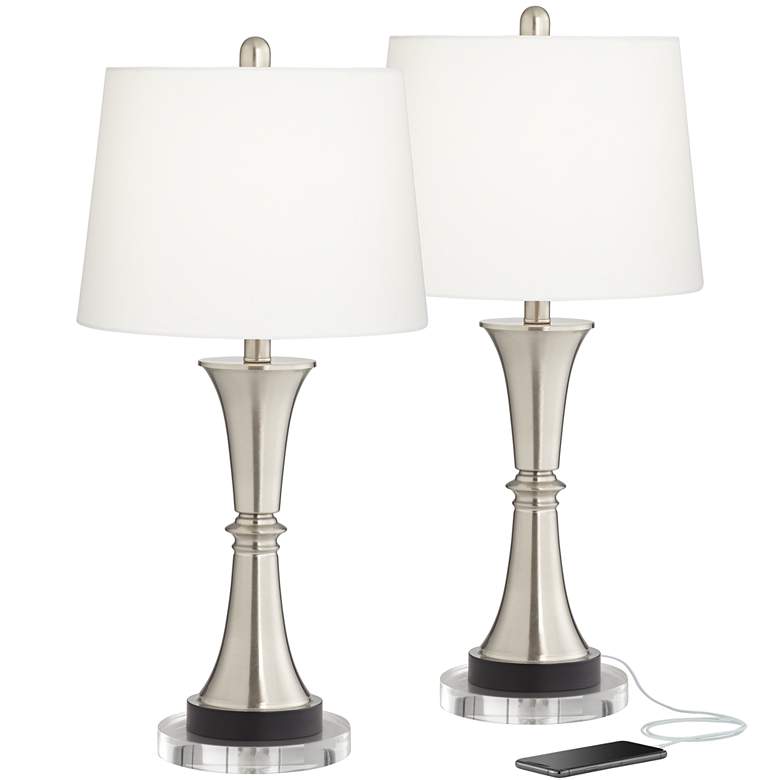 Image 1 360 Lighting Seymore 27" LED USB Touch Lamps Set with Acrylic Risers
