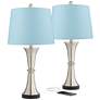 360 Lighting Seymore Blue Shade USB LED Touch Table Lamps Set of 2