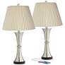 360 Lighting Seymore Ivory Shade LED USB Touch Table Lamps Set of 2