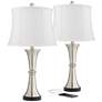 360 Lighting Seymore White Shade USB LED Touch Control Table Lamps Set of 2