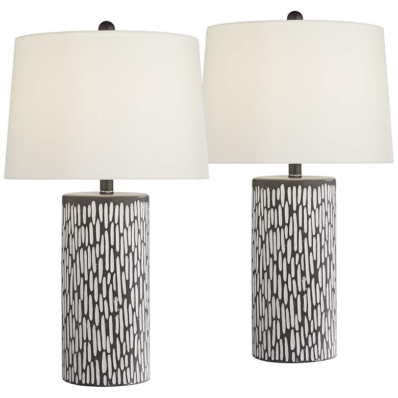 Image 2 360 Lighting Shane White and Gray Ceramic Table Lamps Set of 2