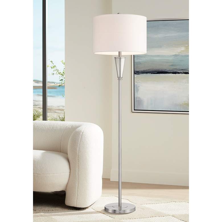 Image 1 360 Lighting Shasta 62 1/2" High Glass and Brushed Nickel Floor Lamp