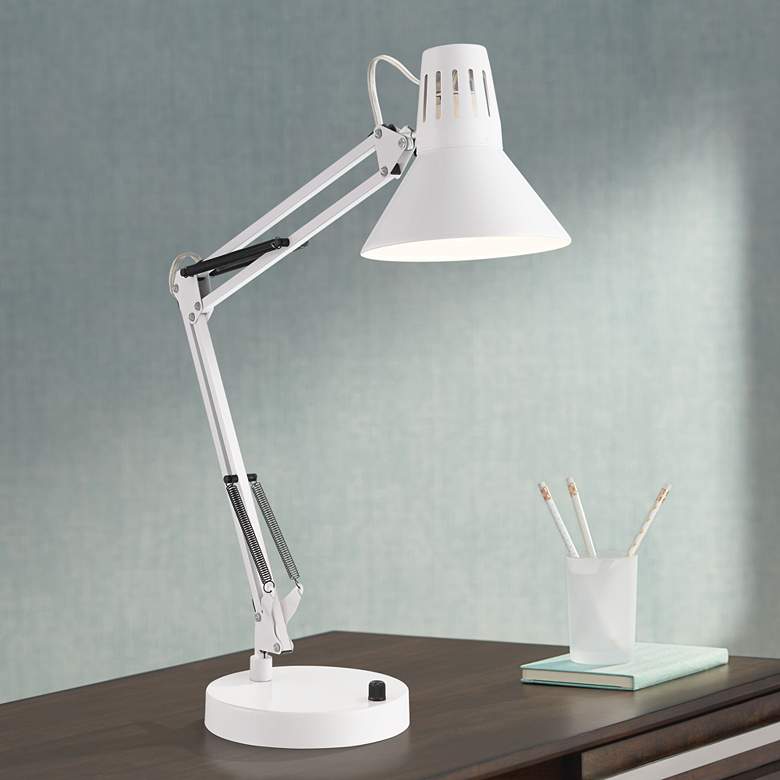 Image 1 360 Lighting Shoup Adjustable Height White Finish Architect USB Desk Lamp