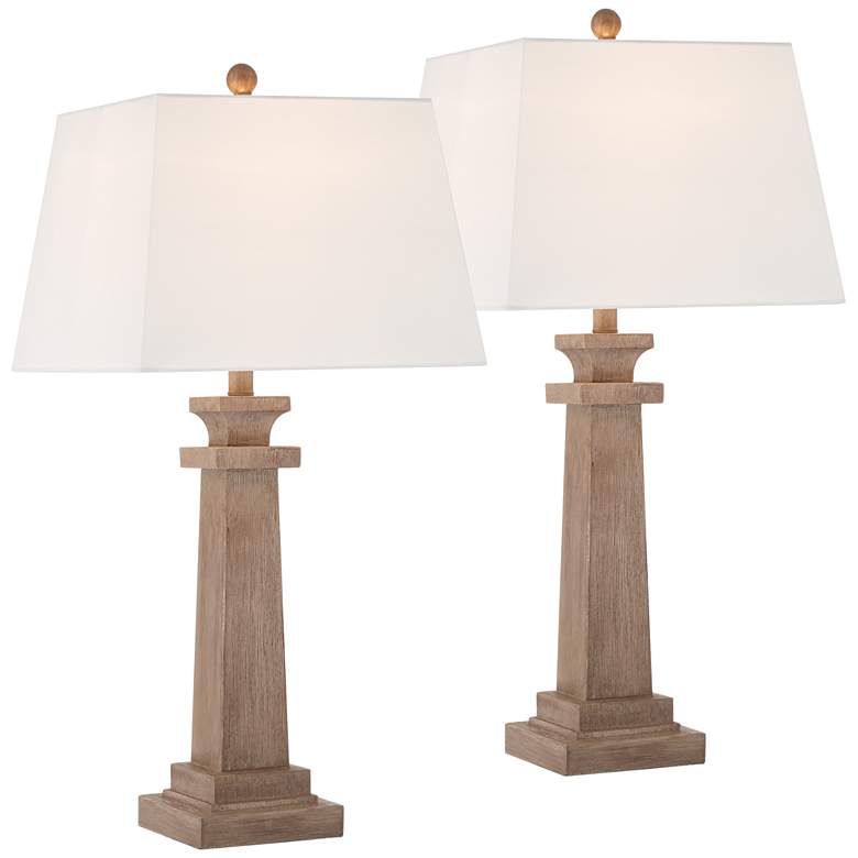 Image 2 360 Lighting Sienna 29 3/4" High Faux Wood USB Table Lamps Set of 2