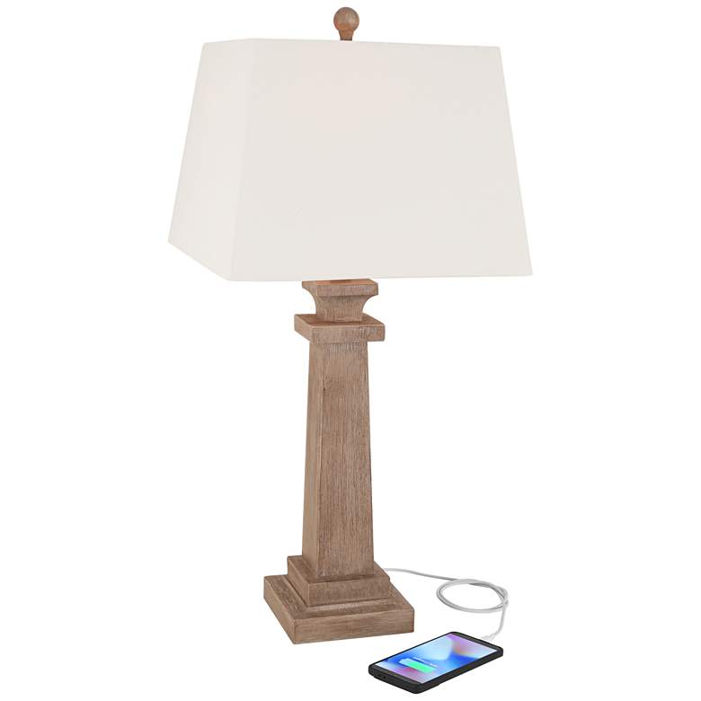 Image 3 360 Lighting Sienna 29 3/4 inch High Faux Wood USB Table Lamps Set of 2 more views