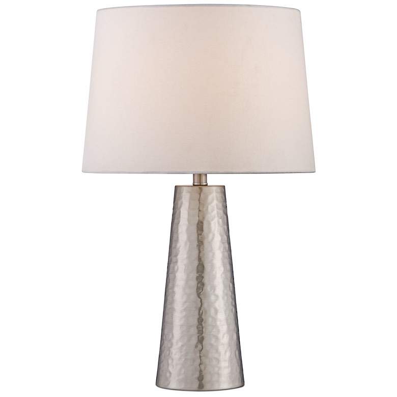 Image 2 360 Lighting Silver Leaf 25 3/4 inch Hammered Metal Cylinder Table Lamp
