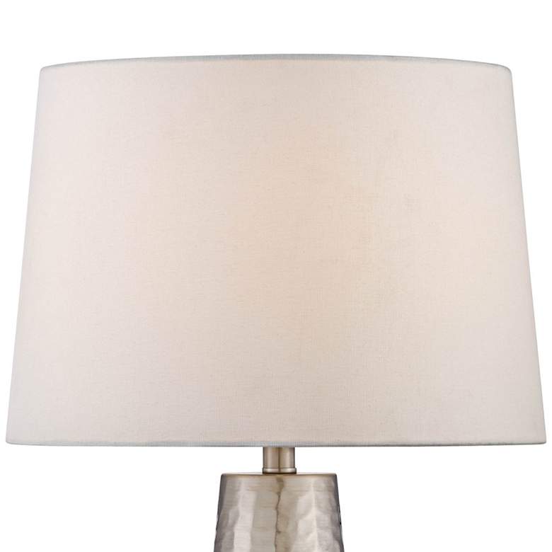 Image 3 360 Lighting Silver Leaf 25 3/4 inch Hammered Metal Cylinder Table Lamp more views