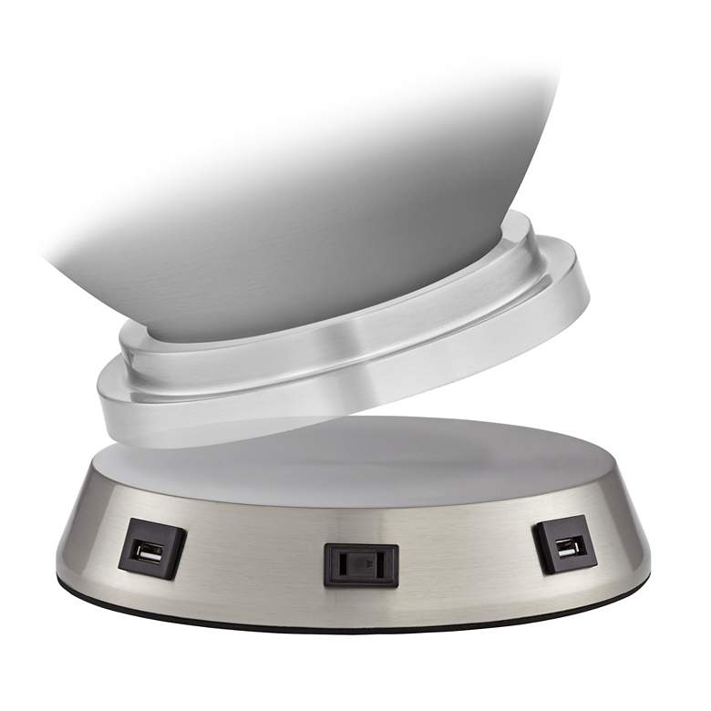 Image 2 360 Lighting Silver Leaf Hammered Metal Lamp with USB Workstation Base more views