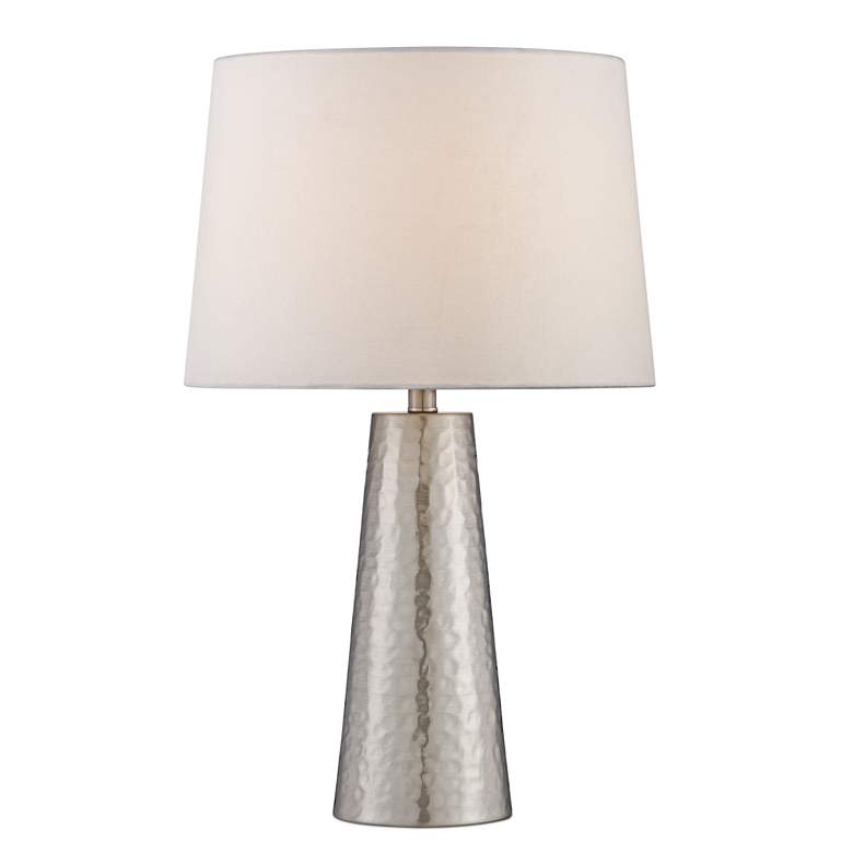 Image 3 360 Lighting Silver Leaf Hammered Metal Lamp with USB Workstation Base more views