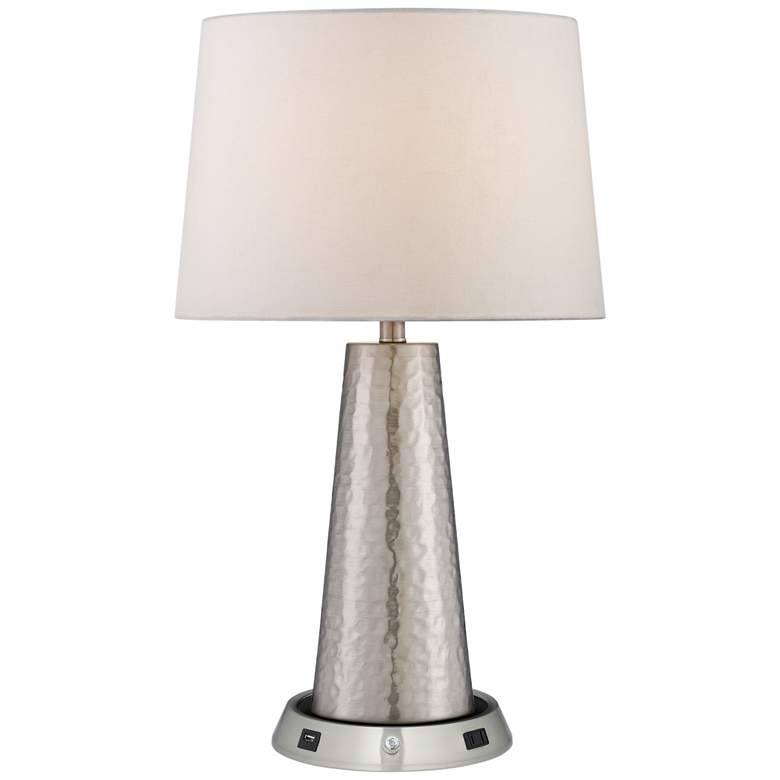 Image 2 360 Lighting Silver Leaf Table Lamp with Dimmable USB Workstation Base
