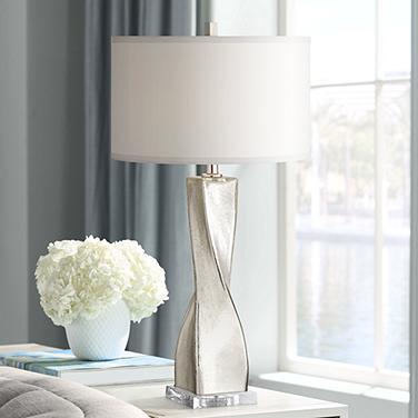 360 Lighting Silver Twist 32 1/4" Crackle Mercury Glass Table Lamp