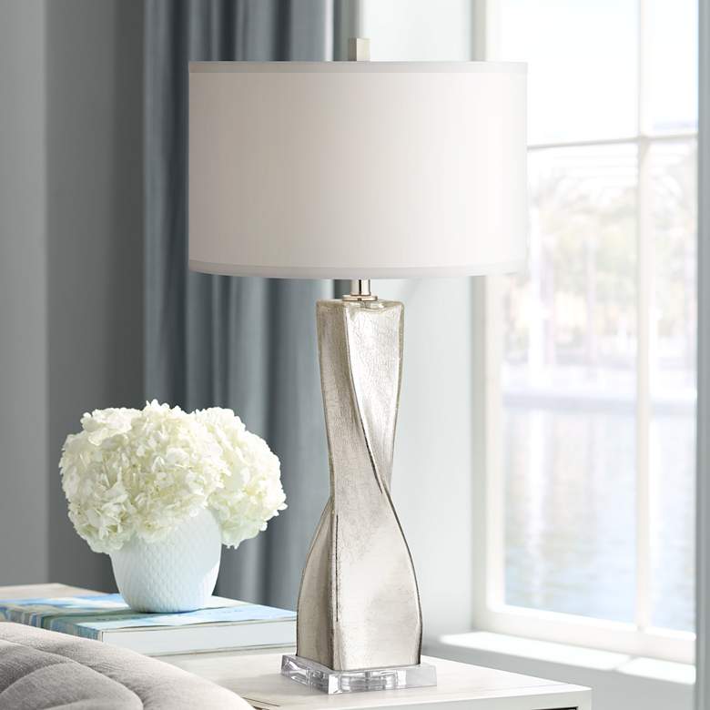 Image 1 360 Lighting Silver Twist 32 1/4" Crackle Mercury Glass Table Lamp