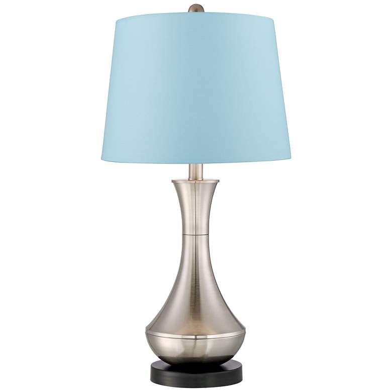 Image 4 360 Lighting Simon 25 1/2" Blue and Nickel USB Table Lamps Set of 2 more views