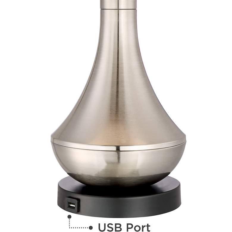 Image 3 360 Lighting Simon 25 1/2" Burlap and Nickel USB Table Lamps Set of 2 more views