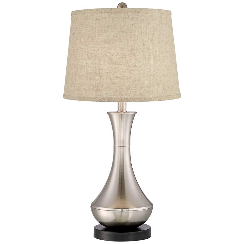 Image 4 360 Lighting Simon 25 1/2" Burlap and Nickel USB Table Lamps Set of 2 more views
