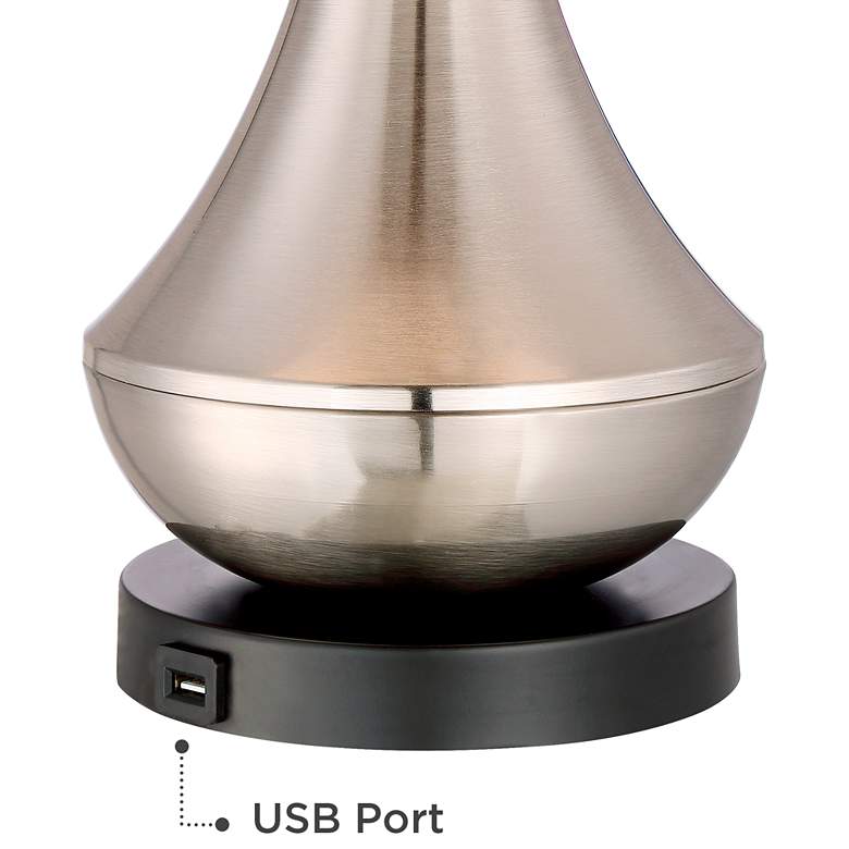 Image 3 360 Lighting Simon 25 1/2" Linen Pleat and Nickel USB Lamps Set of 2 more views
