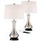 360 Lighting Simon 25 1/2" Nickel USB Table Lamps Set with Dimmers