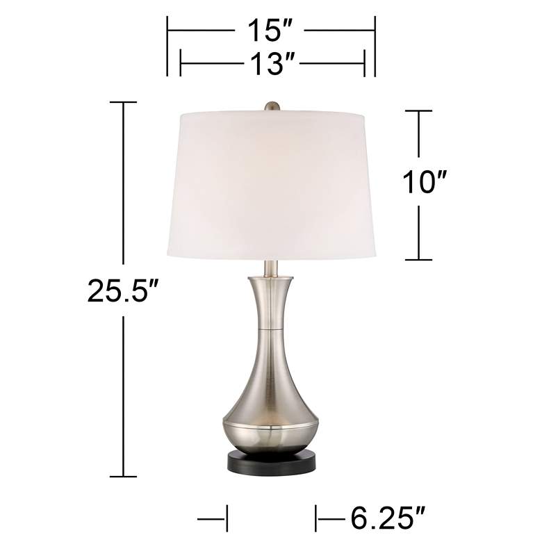 Image 6 360 Lighting Simon 25 1/2" Nickel USB Table Lamps Set with Dimmers more views