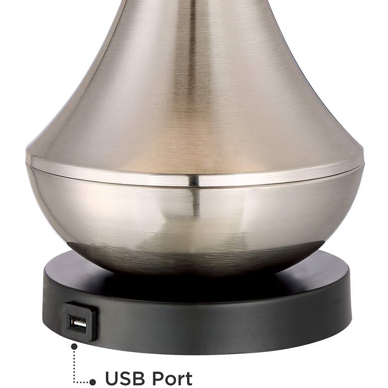 Image 5 360 Lighting Simon 27" Nickel USB Table Lamps with Round Risers more views