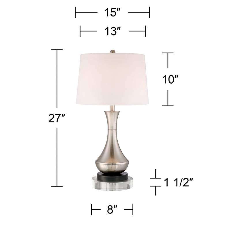 Image 6 360 Lighting Simon 27" Nickel USB Table Lamps with Round Risers more views