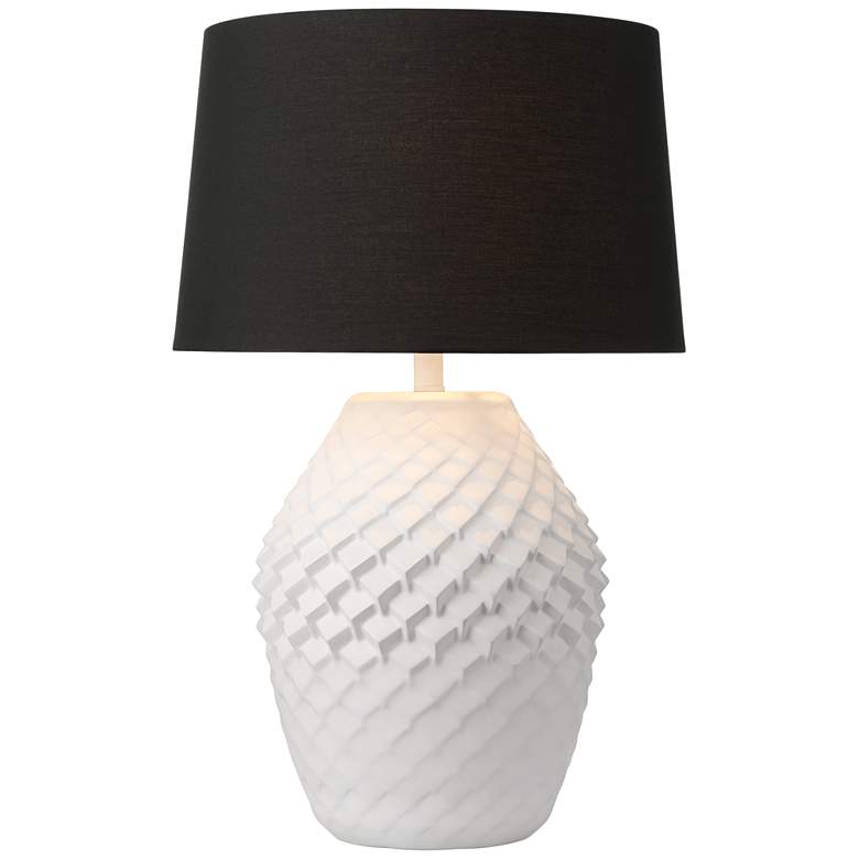Image 2 360 Lighting Simon 27" Textured Geometric Pattern White Table Lamp
