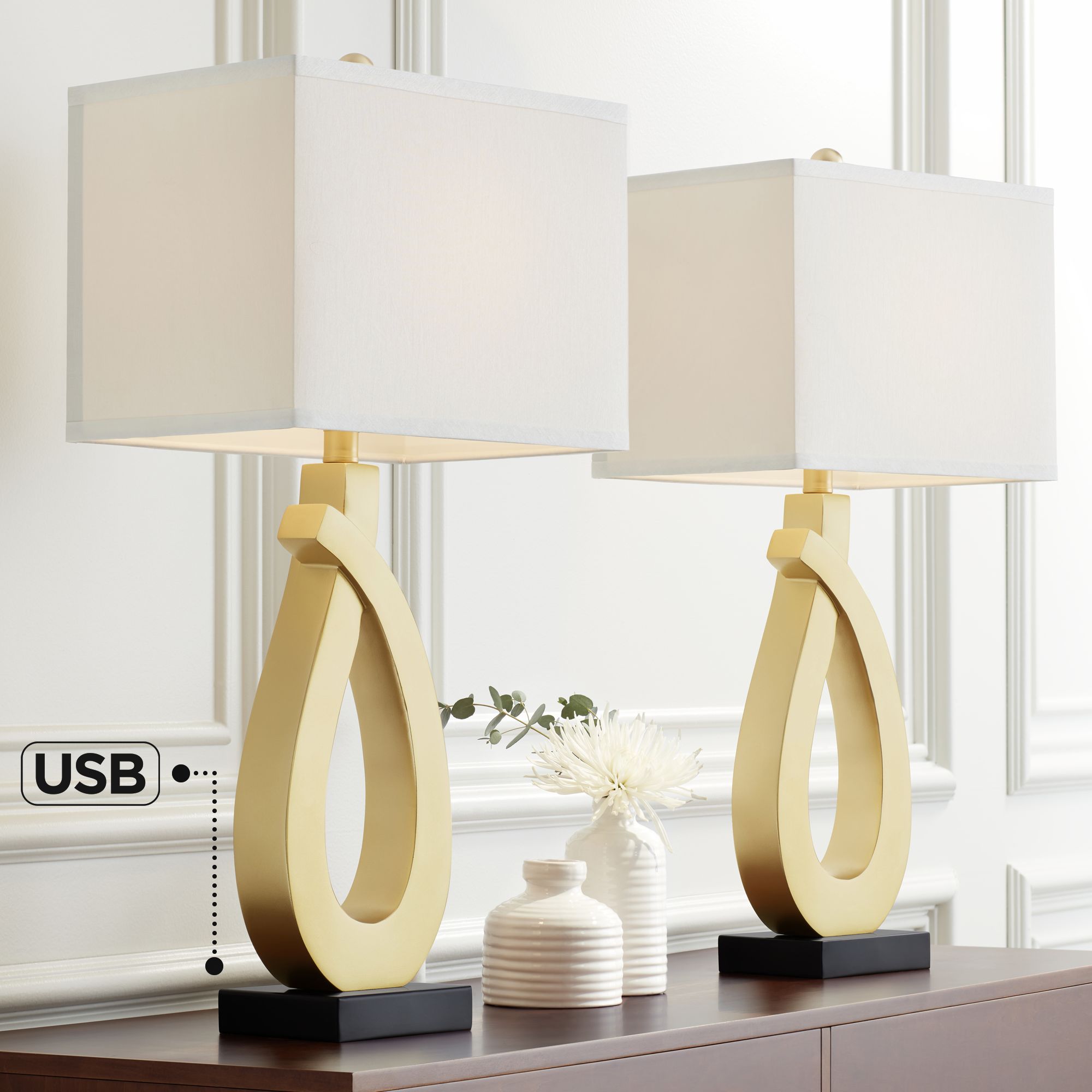 NIB gold outlet lamps (2)