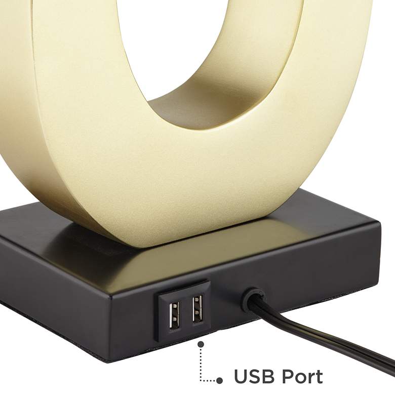 Image 6 360 Lighting Simone 28" Gold Loop Table Lamps Set of 2 with USB Ports more views