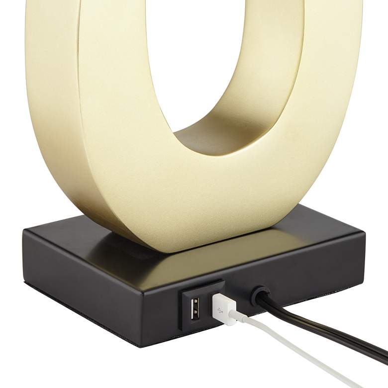 Image 7 360 Lighting Simone 28 inch Gold Loop Table Lamps Set of 2 with USB Ports more views