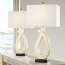 360 Lighting Simone 28" Gold Loop Table Lamps Set of 2 with USB Ports