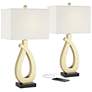 360 Lighting Simone Gold Loop Table Lamps Set of 2 with USB Ports