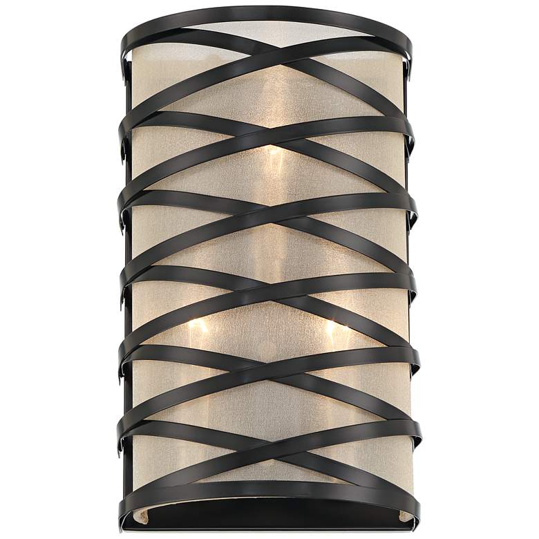 Image 5 360 Lighting Sircetta 12 1/4" High Black Metal Bands Wall Sconce more views