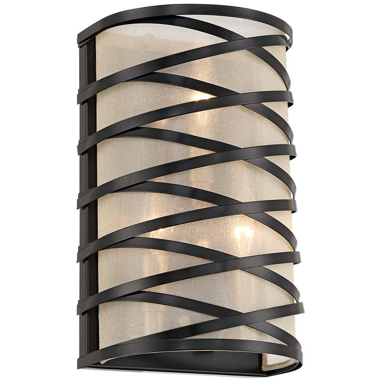 Image 6 360 Lighting Sircetta 12 1/4" High Black Metal Bands Wall Sconce more views