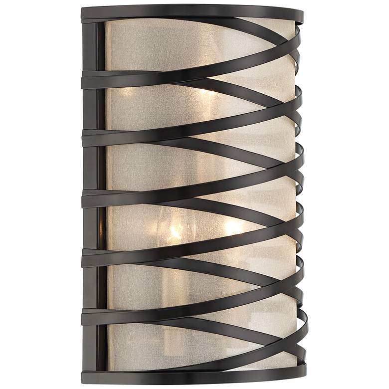 Image 7 360 Lighting Sircetta 12 1/4" High Black Metal Bands Wall Sconce more views
