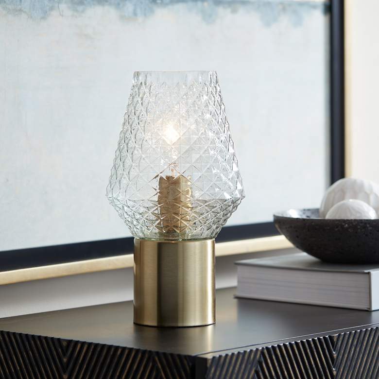 Image 1 360 Lighting Soho 12" High Gold and Textured Glass Accent Table Lamp