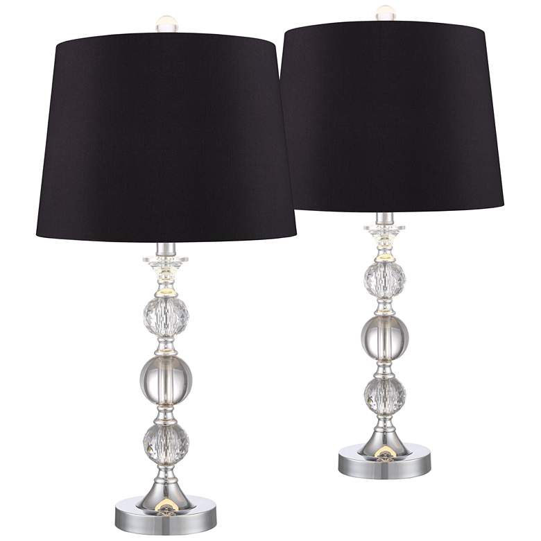Image 1 360 Lighting Solange 25" Black Shades and Crystal Table Lamps Set of 2