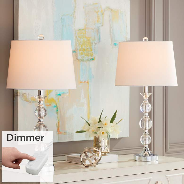 Image 1 360 Lighting Solange 25" High Crystal Lamps Set of 2 with Dimmers