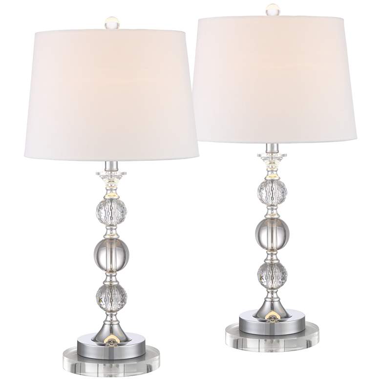 Image 1 360 Lighting Solange 26 inch Silver Crystal Lamps with Acrylic Risers
