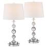 1_360 Lighting Solange 26" Silver Crystal Lamps with Acrylic Risers