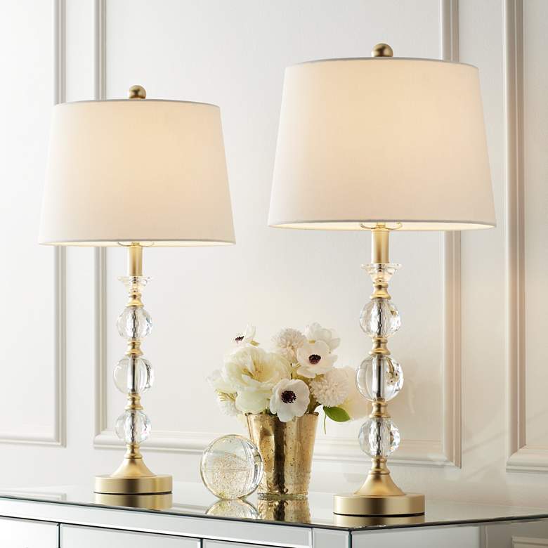 Image 1 360 Lighting Solange Gold and Stacked Crystal Table Lamps Set of 2