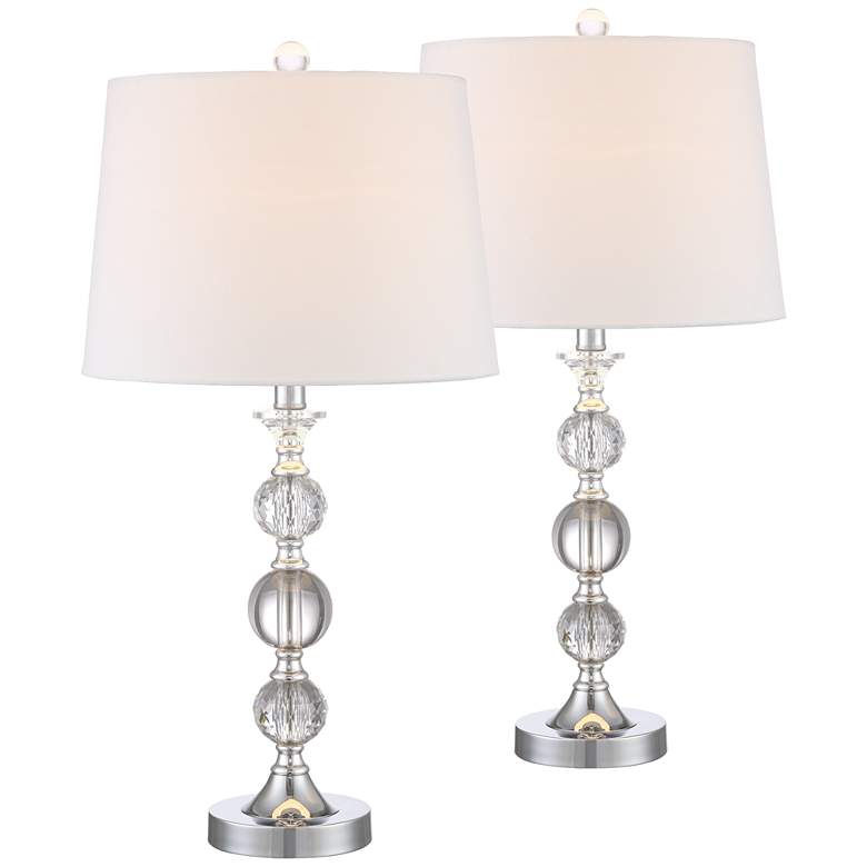 Image 3 360 Lighting Solange Silver and Stacked Crystal Table Lamps Set of 2