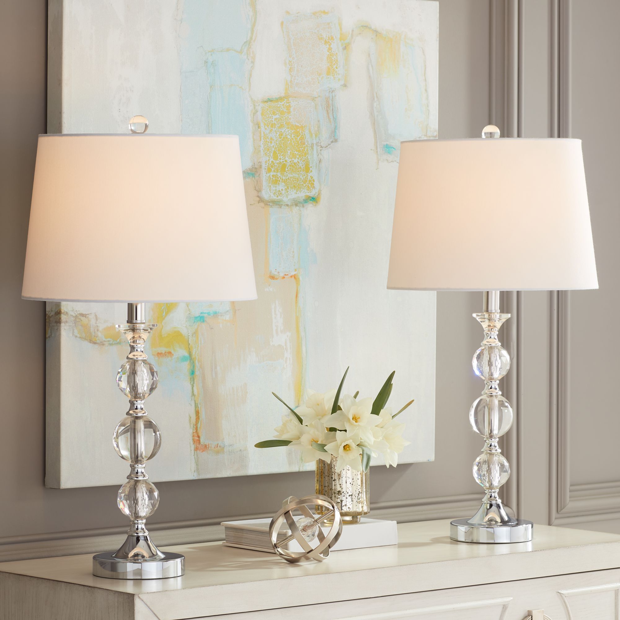 Silver nightstand deals lamps