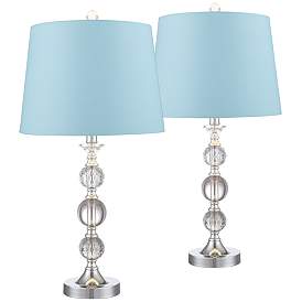 Image1 of 360 Lighting Solange Stacked Crystal Blue Shade Table Lamps Set of 2