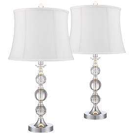 Image1 of 360 Lighting Solange Stacked Crystal White Bell Shade Table Lamps Set of 2