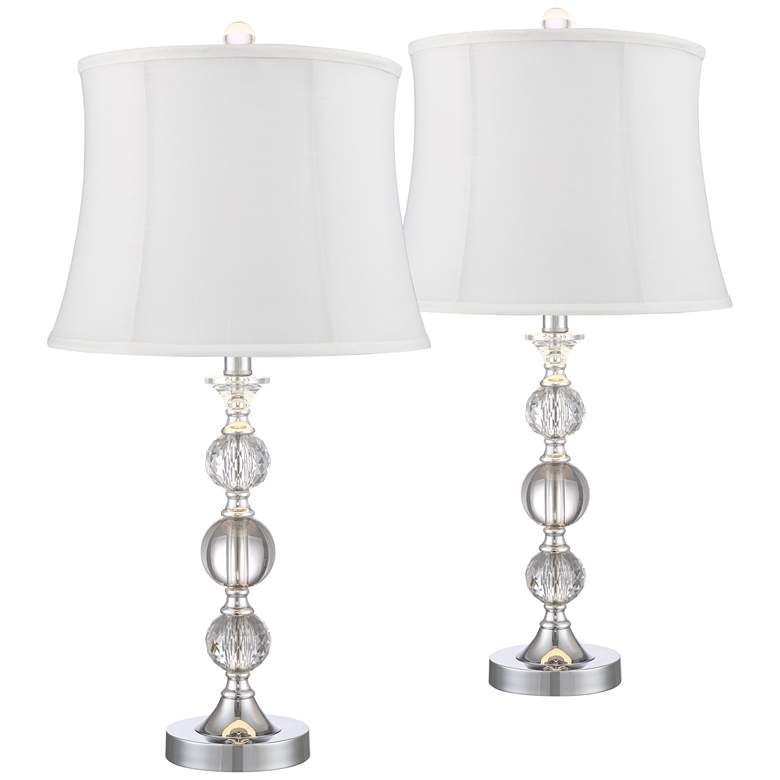 Image 1 360 Lighting Solange Stacked Crystal White Bell Shade Table Lamps Set of 2