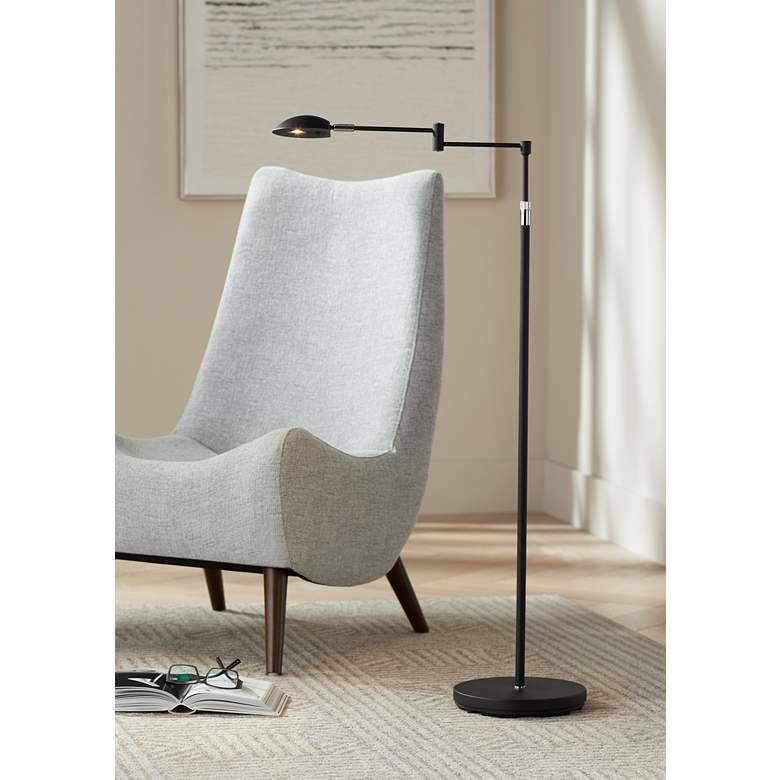 Image 1 360 Lighting Sparta Adjustable Black Pharmacy Swing Arm LED Floor Lamp
